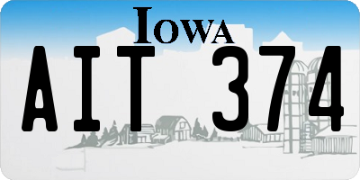 IA license plate AIT374