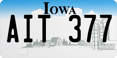 IA license plate AIT377