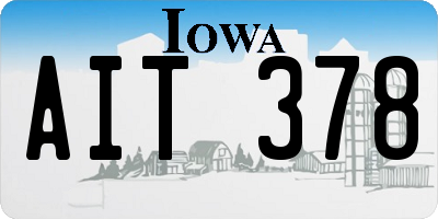 IA license plate AIT378