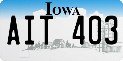 IA license plate AIT403