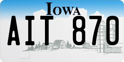 IA license plate AIT870