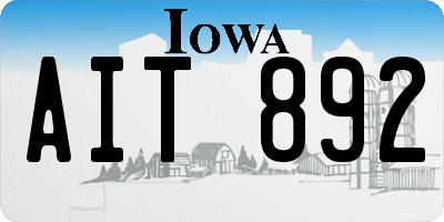 IA license plate AIT892