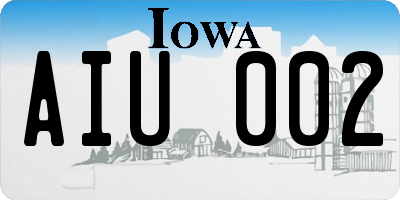 IA license plate AIU002