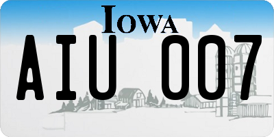 IA license plate AIU007