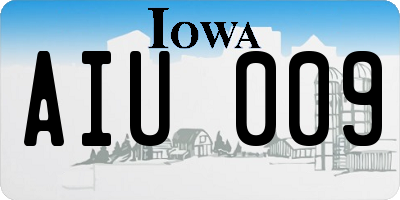 IA license plate AIU009