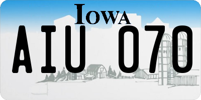 IA license plate AIU070