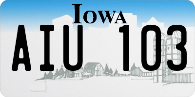 IA license plate AIU103