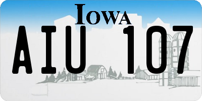 IA license plate AIU107