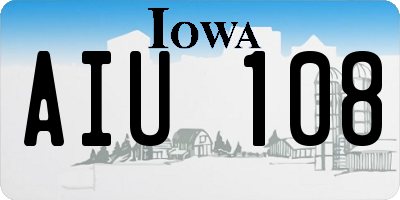 IA license plate AIU108