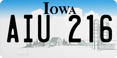 IA license plate AIU216