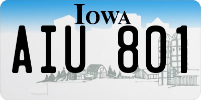 IA license plate AIU801