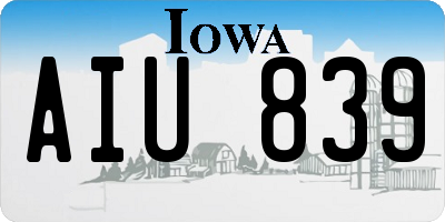 IA license plate AIU839