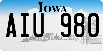 IA license plate AIU980