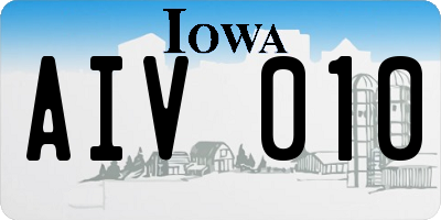 IA license plate AIV010