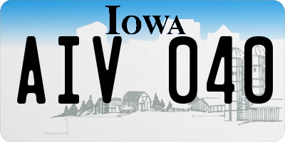 IA license plate AIV040