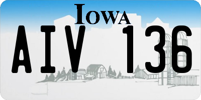 IA license plate AIV136