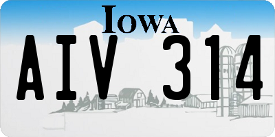 IA license plate AIV314
