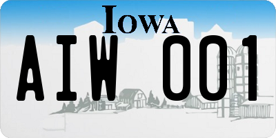 IA license plate AIW001