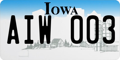IA license plate AIW003