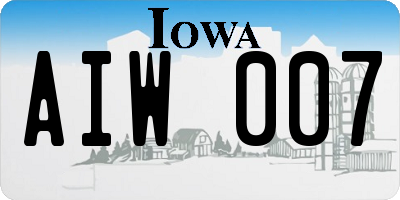 IA license plate AIW007