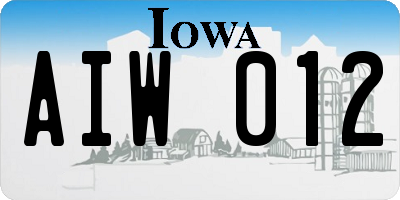 IA license plate AIW012