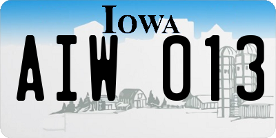 IA license plate AIW013