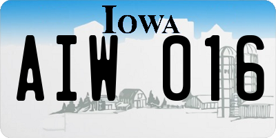 IA license plate AIW016
