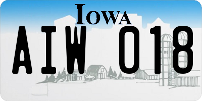 IA license plate AIW018