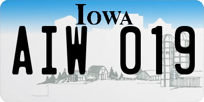 IA license plate AIW019