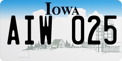 IA license plate AIW025