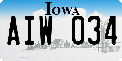 IA license plate AIW034