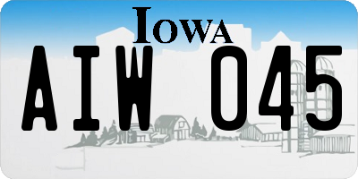 IA license plate AIW045