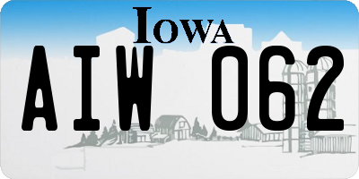 IA license plate AIW062