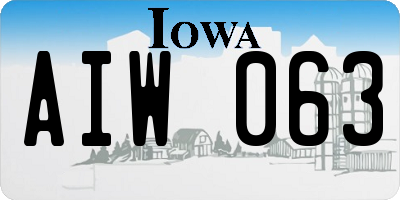 IA license plate AIW063