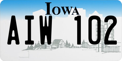 IA license plate AIW102