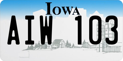 IA license plate AIW103