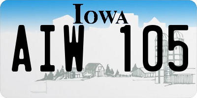 IA license plate AIW105