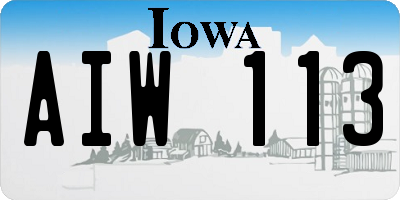 IA license plate AIW113