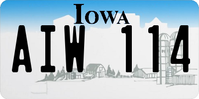 IA license plate AIW114