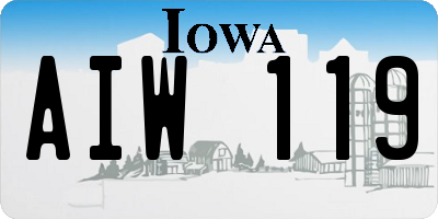 IA license plate AIW119