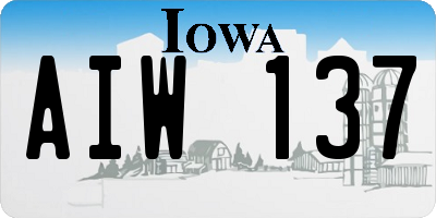 IA license plate AIW137