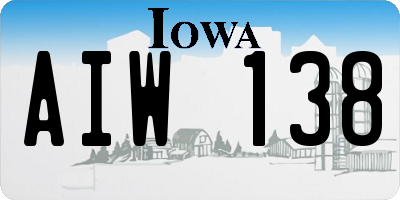 IA license plate AIW138