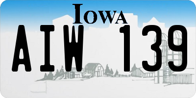 IA license plate AIW139