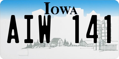 IA license plate AIW141