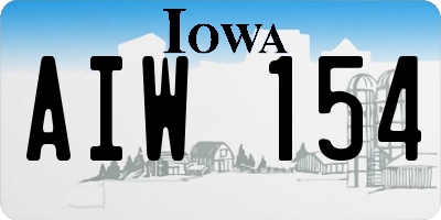 IA license plate AIW154