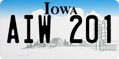 IA license plate AIW201