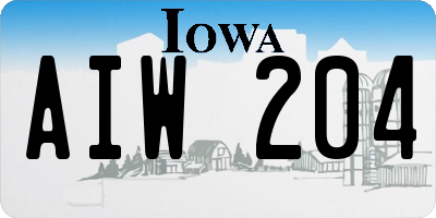 IA license plate AIW204