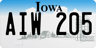 IA license plate AIW205