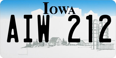 IA license plate AIW212