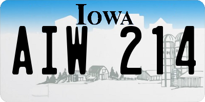 IA license plate AIW214